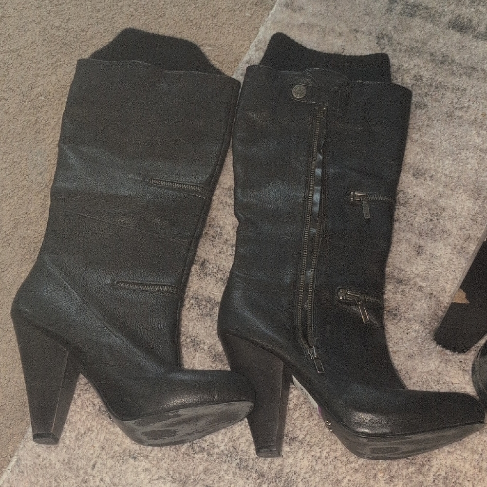 Fergie Black Heeled Boots
